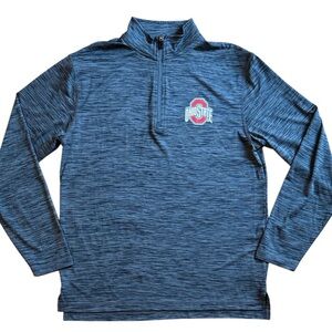 OHIO STATE BUCKEYES MENS SMALL 1/4 ZIP LONG SLEEVE SHIRT PULLOVER 1/2 NECK GRAY